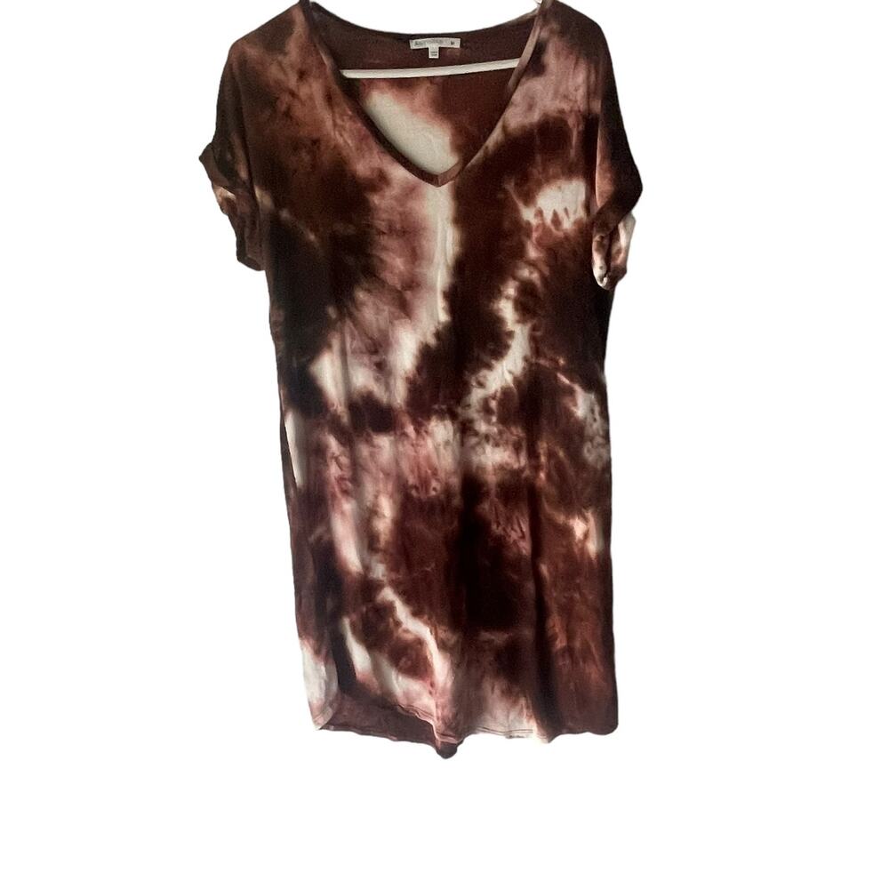 Antistar Women's Size Medium Earth Tones Brown Soft Tie Dye T Shirt Dress